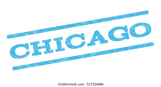 Chicago watermark stamp. Text caption between parallel lines with grunge design style. Rubber seal stamp with dust texture. Vector light blue color ink imprint on a white background.