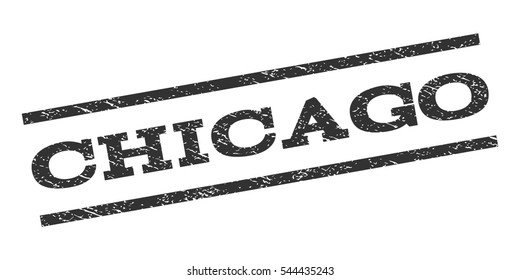 Chicago watermark stamp. Text caption between parallel lines with grunge design style. Rubber seal stamp with dust texture. Vector gray color ink imprint on a white background.