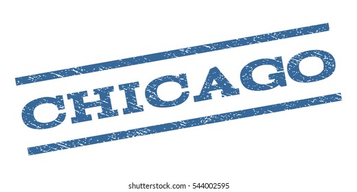 Chicago watermark stamp. Text tag between parallel lines with grunge design style. Rubber seal stamp with scratched texture. Vector cobalt blue color ink imprint on a white background.