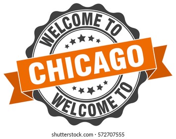 Chicago. Welcome to Chicago stamp