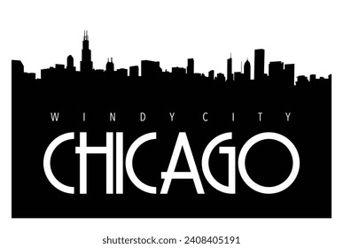 CHICAGO, WINDY CITY abstract typography design vector illustration. May be used for postcard, banner, t-shirt, clothing, poster, sport t-shirt print design and apparels graphic