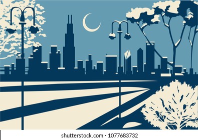 Chicago winter skyline