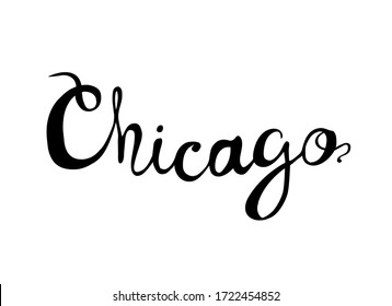 Chicago. Word of vector calligraphic letters. For T-shirt