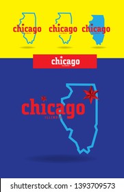 Chicago,Illinois logo design concept with map, Vector EPS 10.