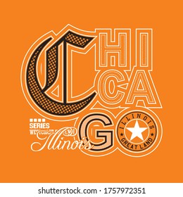 Chicago,Illinois.vintage typography design and vector illustration.eps10