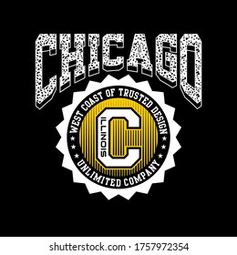 Chicago,Illinois.vintage typography design and vector illustration.eps10