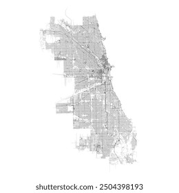 Chicago,United States of America,accurate map, detail Streets Roads Map,editable vector element template image for marketing ,product ,wall art