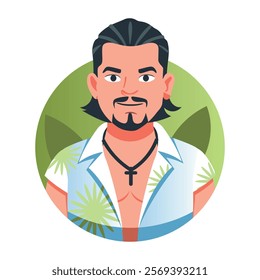 Chicano artist portrait illustration in flat style 