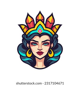 Chicano girl hand drawn logo design illustration Expressive, vibrant, cultural artwork celebrating the strength and beauty of Chicano heritage. Unique, captivating, and meaningful