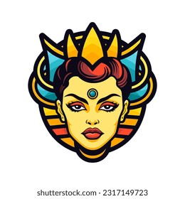 Chicano girl hand drawn logo design illustration Expressive, vibrant, cultural artwork celebrating the strength and beauty of Chicano heritage. Unique, captivating, and meaningful