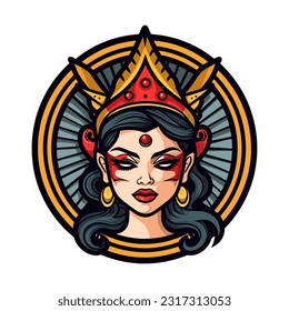 Chicano girl hand drawn logo design illustration Expressive, vibrant, cultural artwork celebrating the strength and beauty of Chicano heritage. Unique, captivating, and meaningful