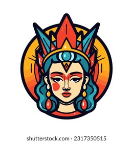 Chicano girl hand drawn logo design illustration Expressive, vibrant, cultural artwork celebrating the strength and beauty of Chicano heritage. Unique, captivating, and meaningful