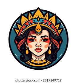 Chicano girl logo design illustration A fusion of art and culture, capturing the spirit and resilience of the Chicano community. Bold, empowering, and visually striking