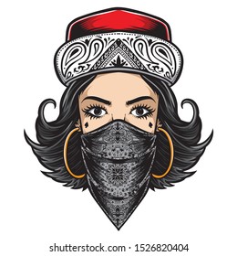 Chicano Style Women Logo Vector