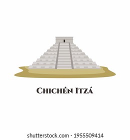 Chichen Itza. Die archäologische Stätte in Tinúm Gemeinde, Yucatán Staat, Mexiko. Maya-Pyramide von Kukulcan El Castillo. Sehenswürdigkeiten der Stadt, touristische Attraktion. Flache Vektorgrafik