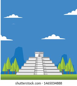 chichen itza in the day vector illustration