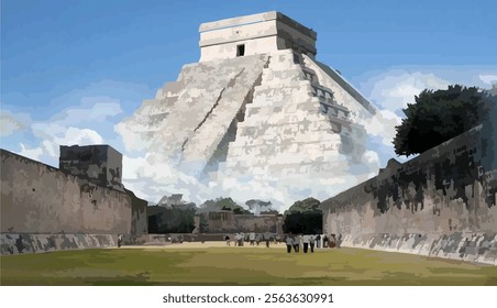 chichen itza design vector art