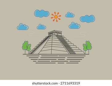 Chichen Itza El Castillo Maya Pyramide Landschaft.