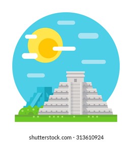 Chichen Itza flat design landmark illustration vector