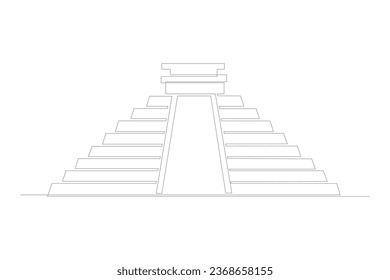 Chichen itza front view. World Miracle minimalist concept. Building, tower, house category off world miracle, urban landscape. Vector illustration in trendy flat style isolated on white background