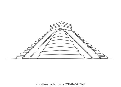 Chichen itza front view. World Miracle minimalist concept. Building, tower, house category off world miracle, urban landscape. Vector illustration in trendy flat style isolated on white background