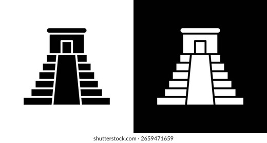 Icono de Chichén Itzá aislado silueta sobre fondo blanco. Ilustración vectorial.
