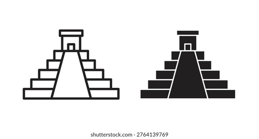 Chichen Itza icon logo set. thin line concept simple icon or design element