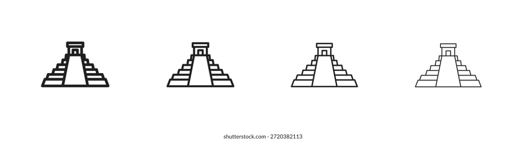 Chichen Itza Ikonensatz, Illustration, Schwarz
