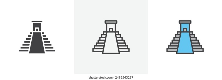 Chichen Itza Symbol Symbol Kollektion auf weißem Hintergrund.