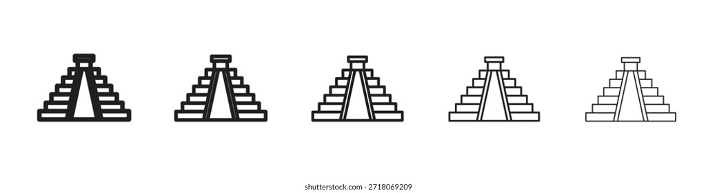 Chichen Itza Symbol Symbol in dünner Linie, Schwarze Umrisse und Strichstil