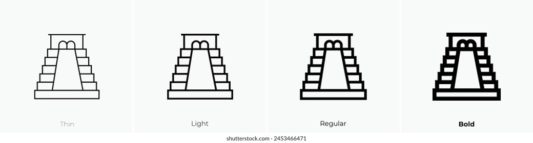 Icono de Chichén Itzá. Diseño de estilo fino, ligero, regular y audaz aislado sobre fondo blanco