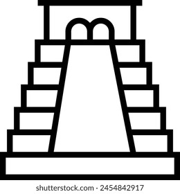 Icono de Chichén Itzá. Diseño de estilo lineal delgado aislado sobre fondo blanco