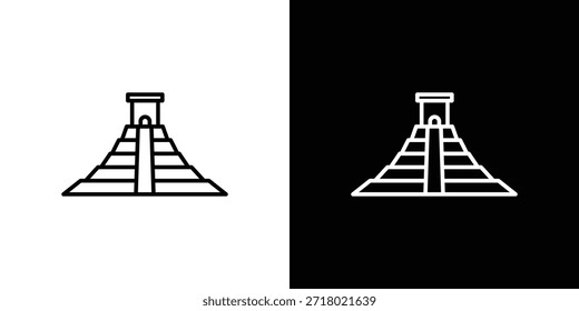 Icono de Chichén Itzá en estilo de línea de trazo de moda. Conjunto de Vector de icono de Sitio web.