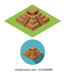 Chichen Itza icons in isometric style, vector