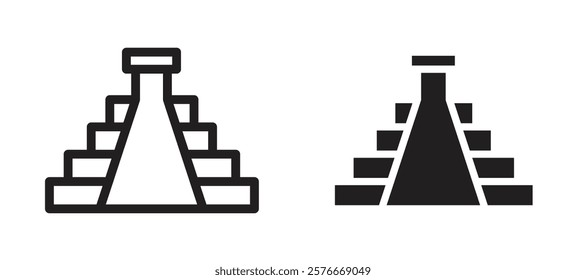 Chichen Itza icons in outline and stroke versions