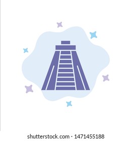 Chichen Itza, Landmark, Monument Blue Icon on Abstract Cloud Background