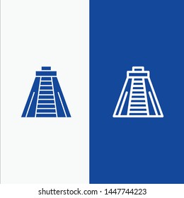 Chichen Itza, Landmark, Monument Line and Glyph Solid icon Blue banner