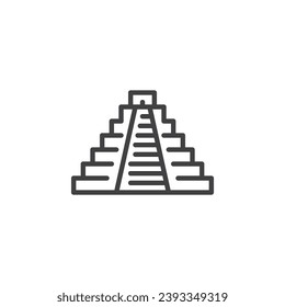 Icono de línea Chichen Itza. signo de estilo lineal para concepto móvil y diseño web. Icono vector de contorno del templo maya mexicano. Símbolo, ilustración del logotipo. Gráficos vectoriales