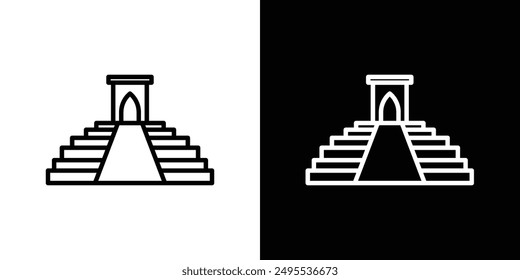 Chichen Itza Line Symbol Vektorillustration Set.