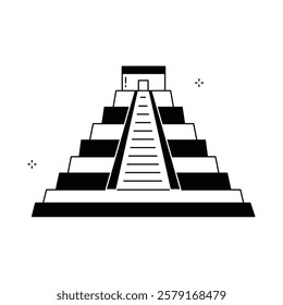 Chichen Itza Mayan Pyramid Vector Icon Design