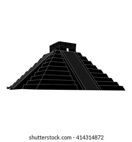 Chichen itza, mexican mayan pyramid on white background, vector illustration