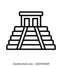 Chichen Itza Pyramid Symbol. Line Art Design einzeln auf weißem Hintergrund