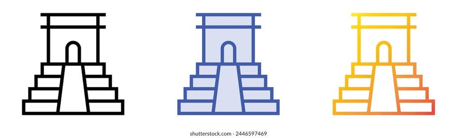 chichen itza pyramid icon. Linear, Blue Fill and Gradient Style Design Isolated On White Background