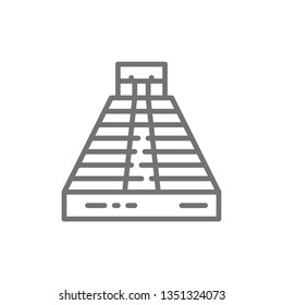 Chichen Itza, Pyramid of Kukulkan, Palenque, Tulum, Teotihuacan line icon.