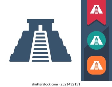 Chichen Itza, Tempel, Kukulcan Icon. Professionelles, Pixel perfektes Symbol. EPS 10-Format.