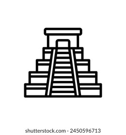 Chichen Itza Temple Outline Icon Vector Illustration