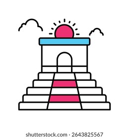 Ícone de estilo de ilustração de contorno Chichen Itza Vetor Preenchido