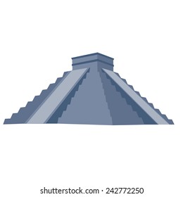 Chichen itza vector isolated, maya monument, stone