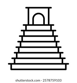 Chichen Itza Vector Line Icon Design