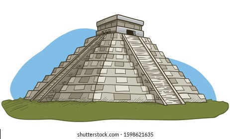 CHICHEN ITZA - WONDER OF THE WORLD - VECTOR DOODLE